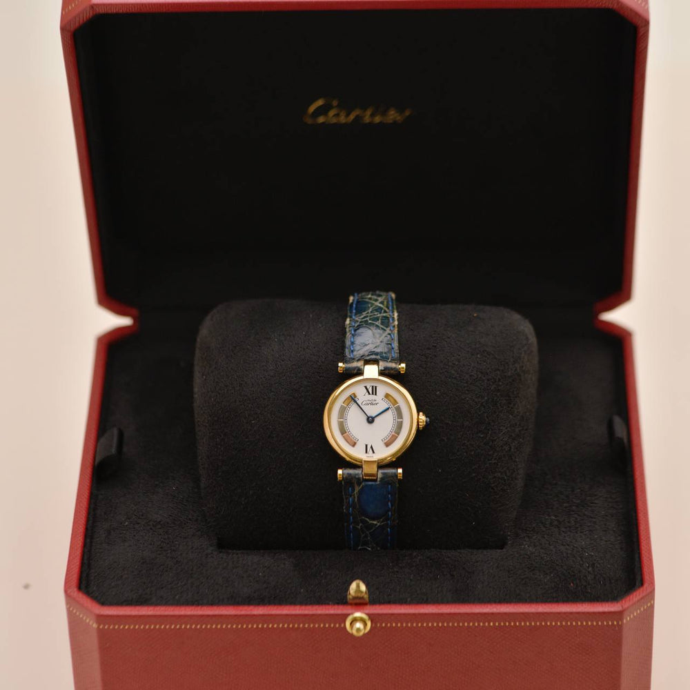 Preowned authentic Cartier Must de Cartier Tri-Colour Vermeil Watch, Small Model (W1006554)