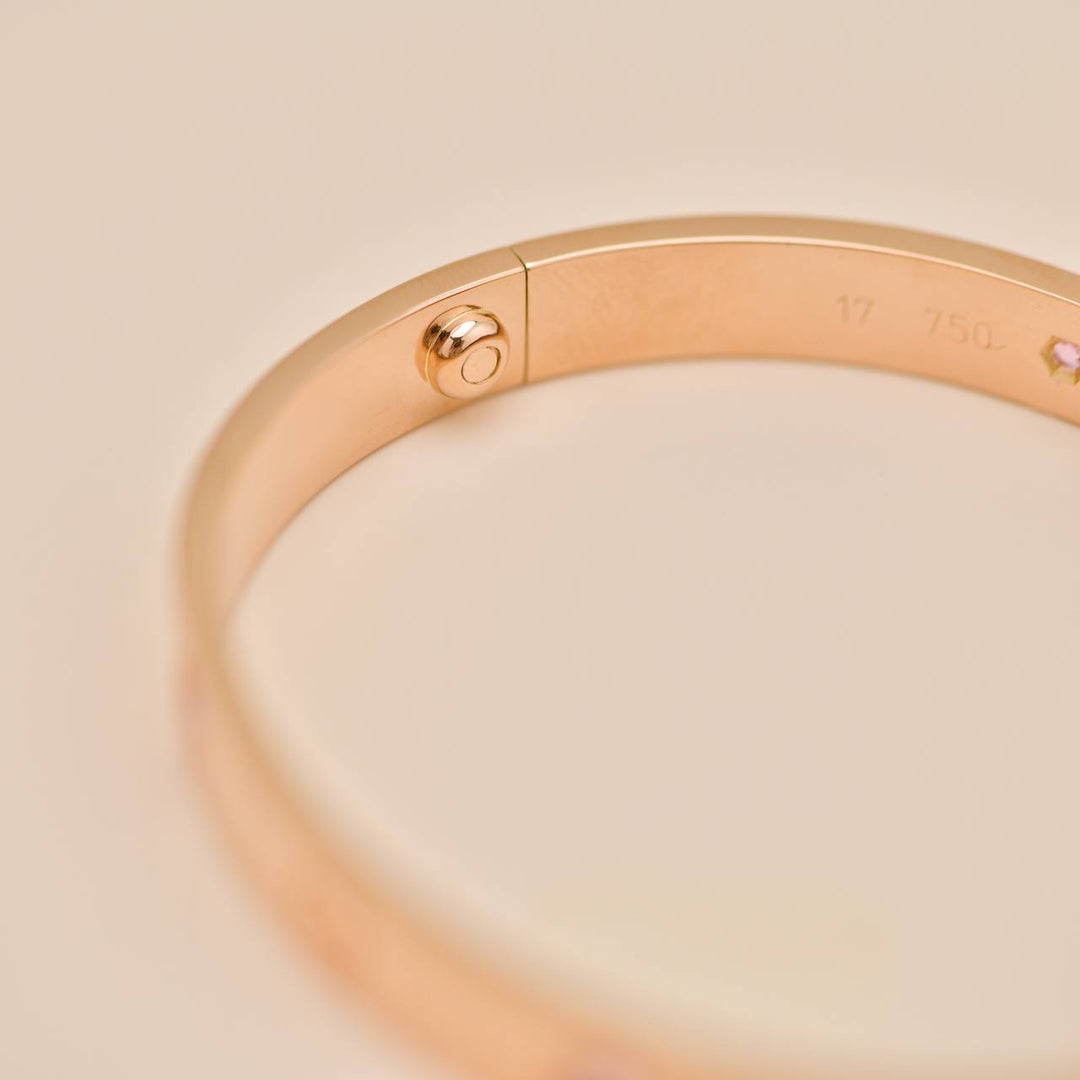 Authentic Used Cartier Love 4 Pink Sapphire Bracelet 18K Rose Gold