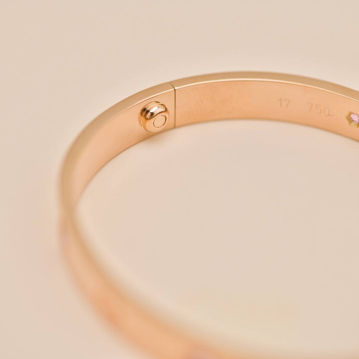 Authentic Used Cartier Love 4 Pink Sapphire Bracelet 18K Rose Gold