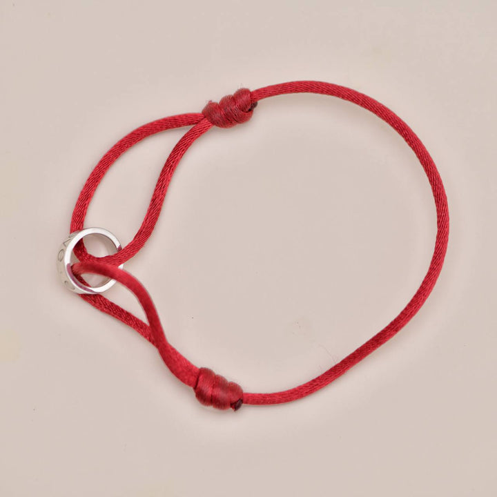 Second Hand Full set Authentic Cartier Love Cord Bracelet 18K White Gold Red Silk
