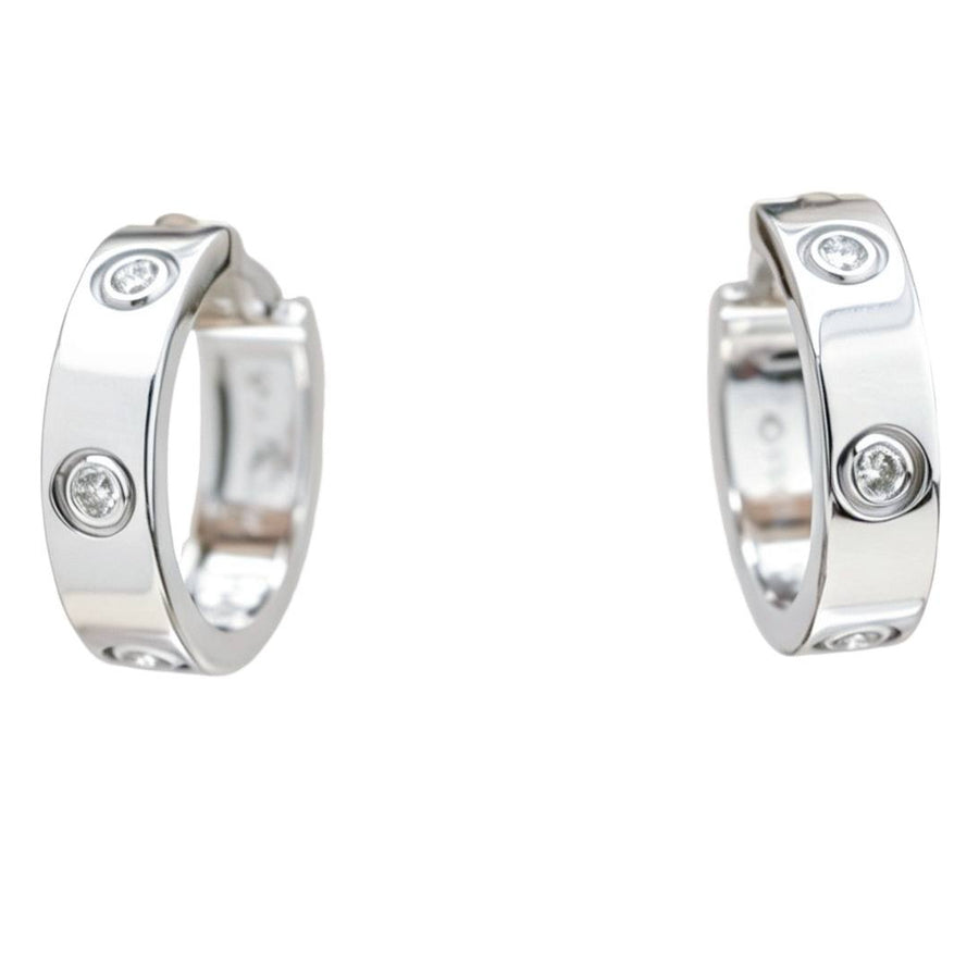 Preloved Authentic Cartier Love Hoop Diamond Earrings 18K White Gold