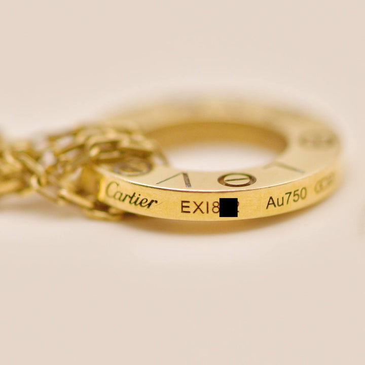 Authentic Cartier Love Two Diamond Pendant Necklace 18K Yellow Gold