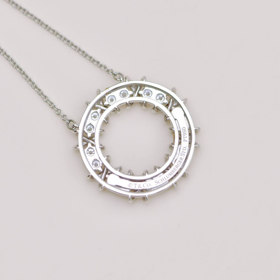 Preloved Tiffany Platinum Diamond Sixteen Stone Circle Pendant Necklace