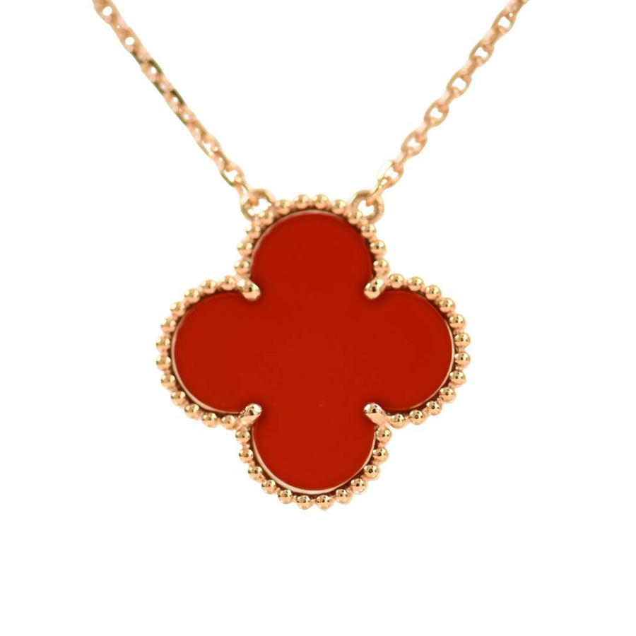 Preloved Van Cleef & Arpels Alhambra Prince Edition Carnelian 18k Rose Gold Pendant Necklace
