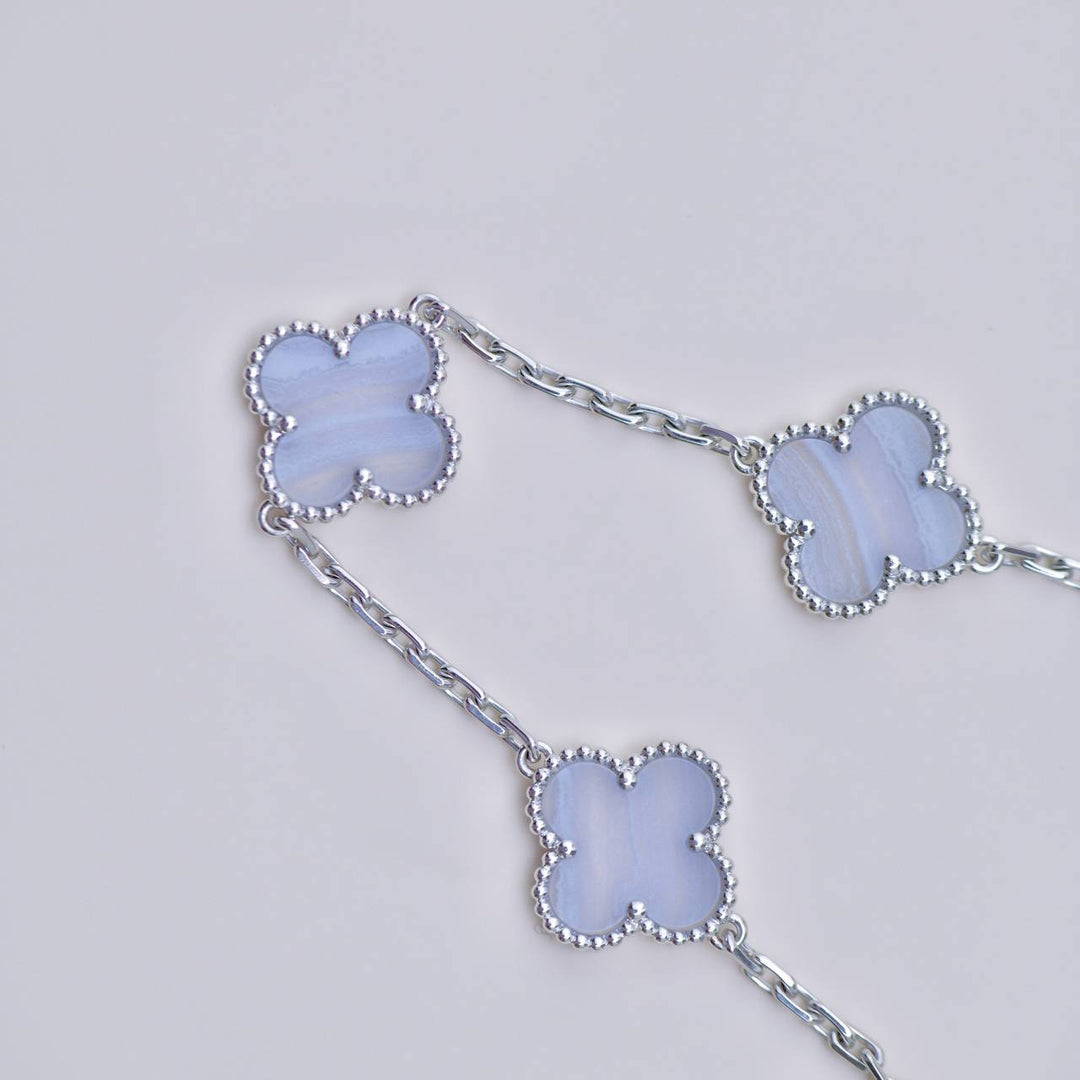 Authentic Van Cleef Vintage Alhambra Chalcedony 5 Motif Bracelet