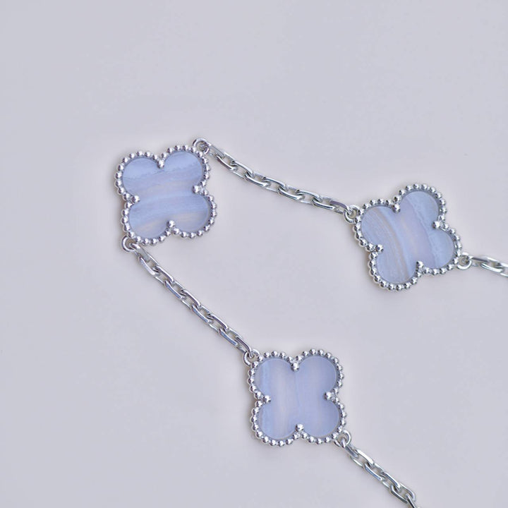 Authentic Van Cleef Vintage Alhambra Chalcedony 5 Motif Bracelet