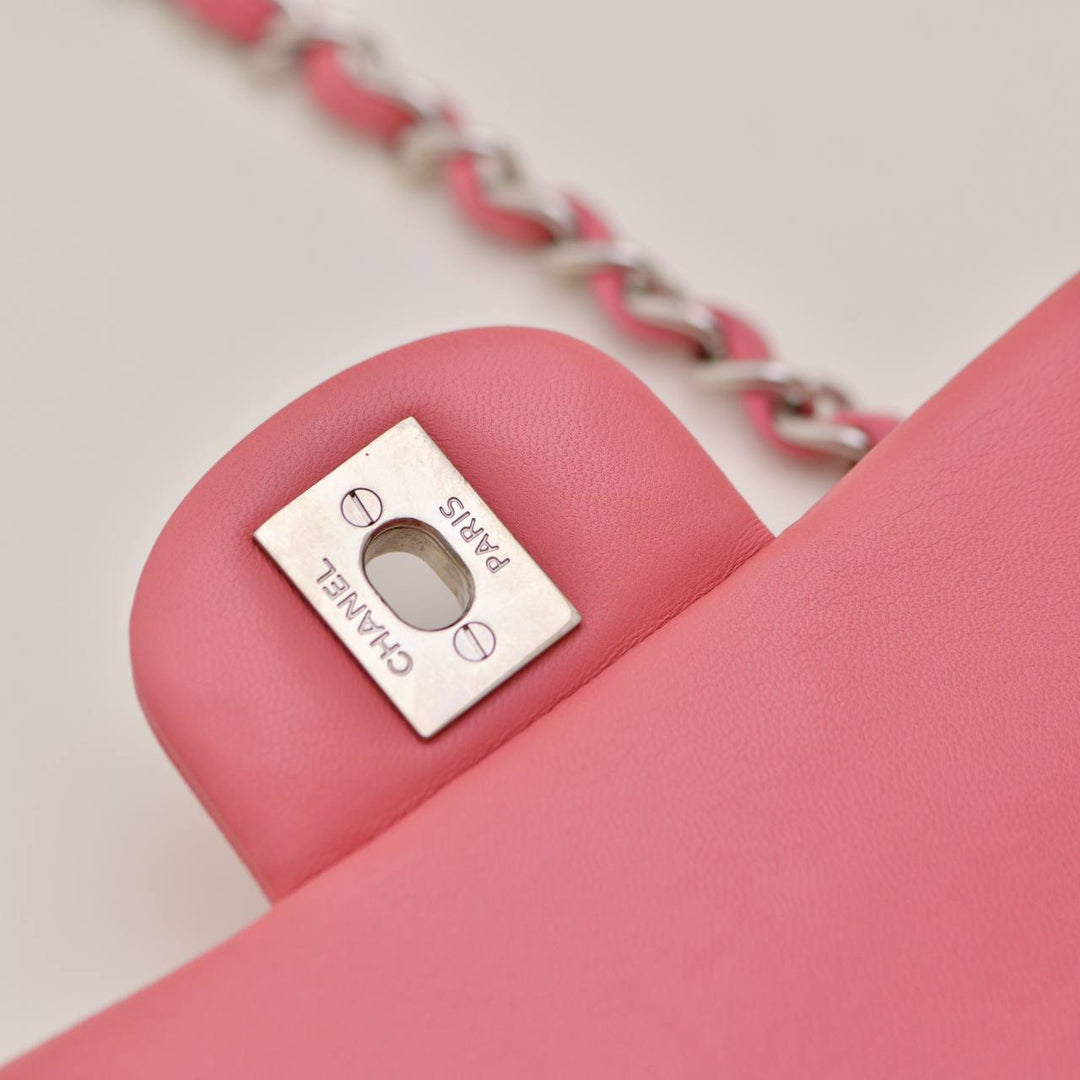 Preloved Chanel Mini Classic Flap Bag Pink Quilted Lambskin Leather