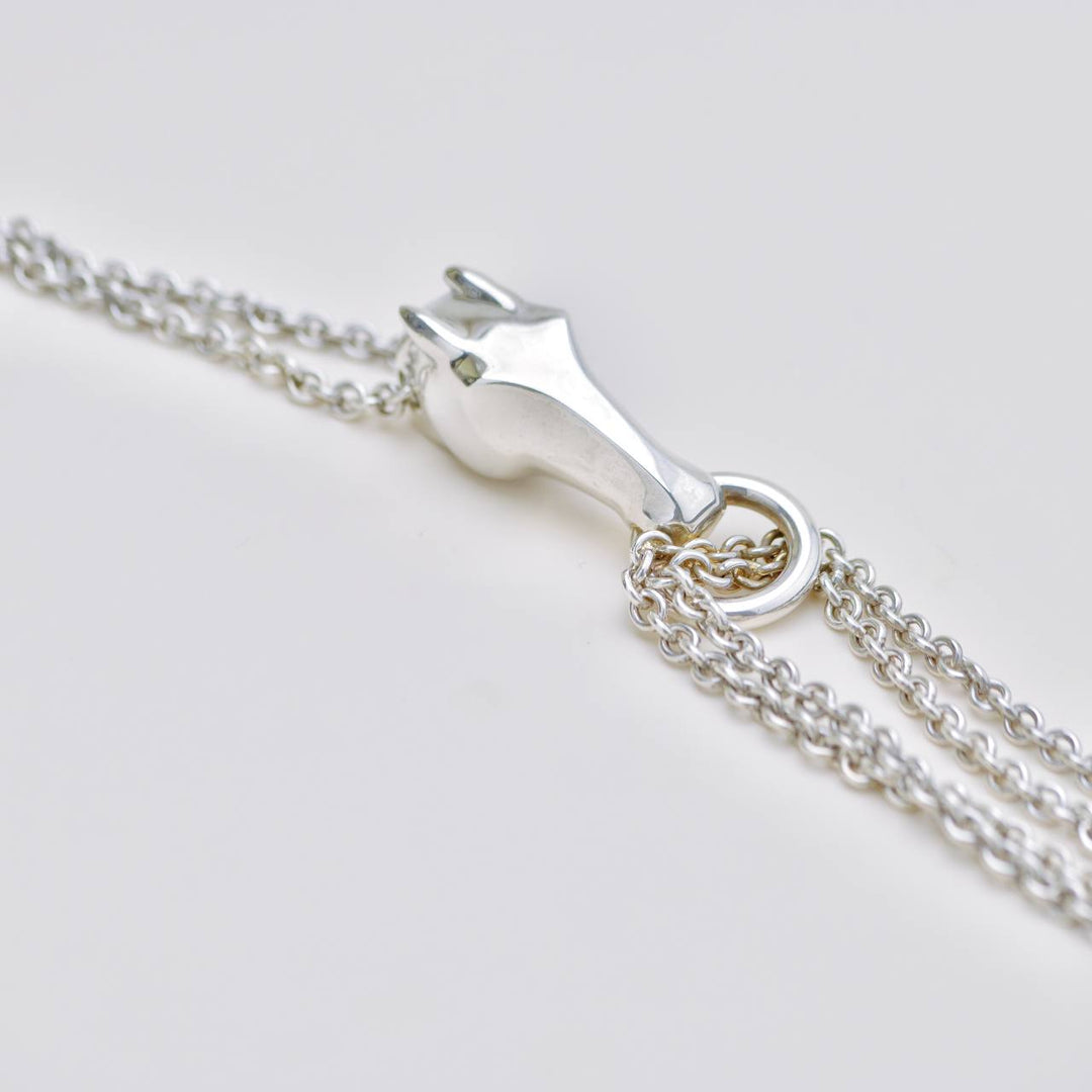 Second Hand Hermès Galop Horse Motif Silver Necklace Large Model