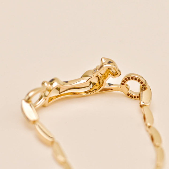 Authentic Cartier Panthère Bracelet Diamond and Tsavorite 18K Yellow Gold