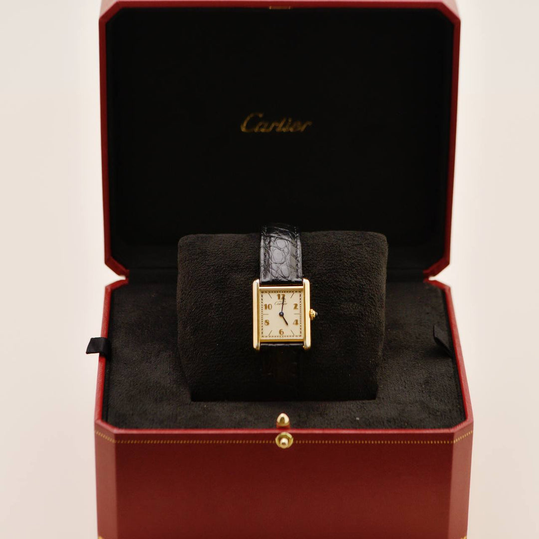 Second Hand Authentic Cartier Must de Cartier Tank Vermeil Quartz Watch