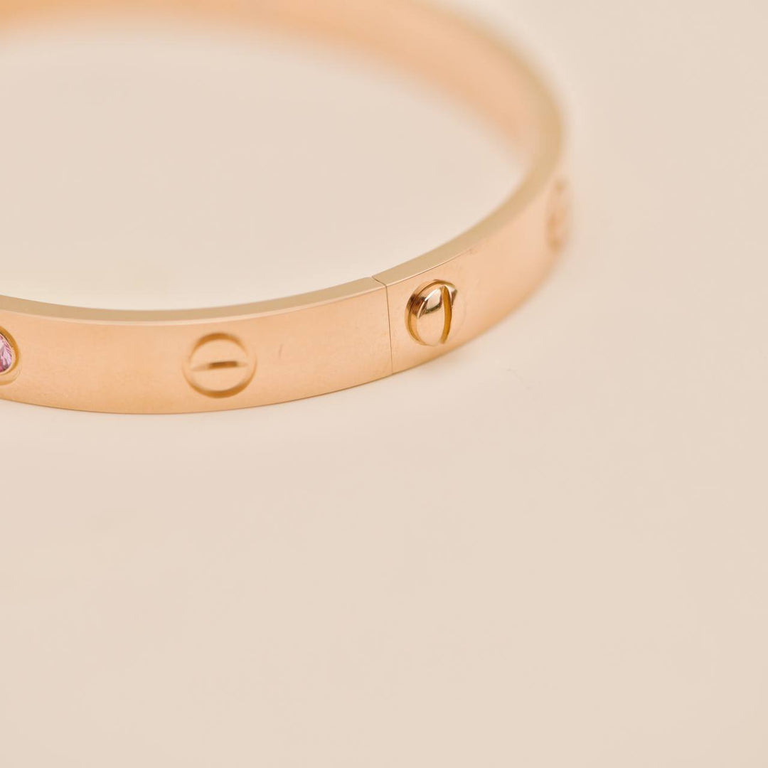 Authentic Cartier Love 4 Pink Sapphire Bracelet 18K Rose Gold
