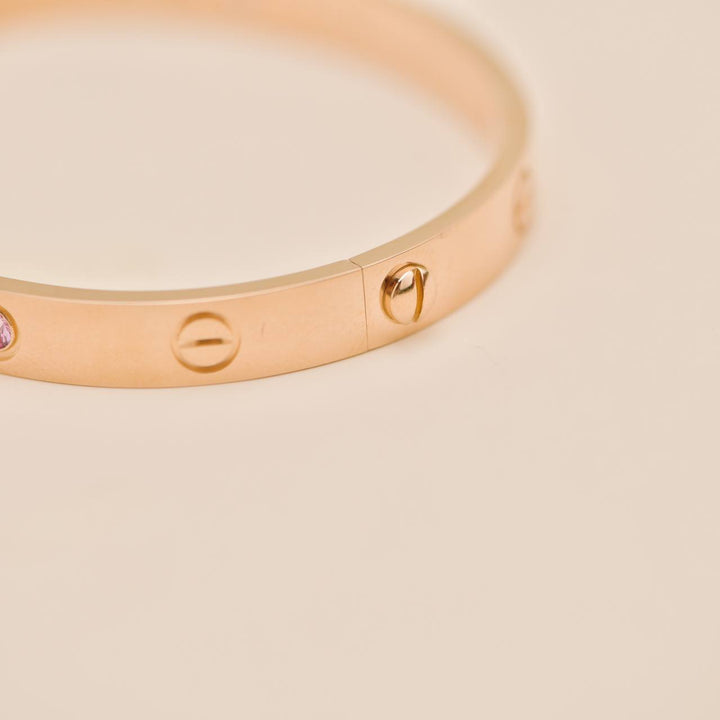 Authentic Cartier Love 4 Pink Sapphire Bracelet 18K Rose Gold