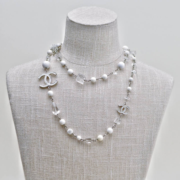 Preloved Chanel CC Crystal Pearl & Cube Long Necklace