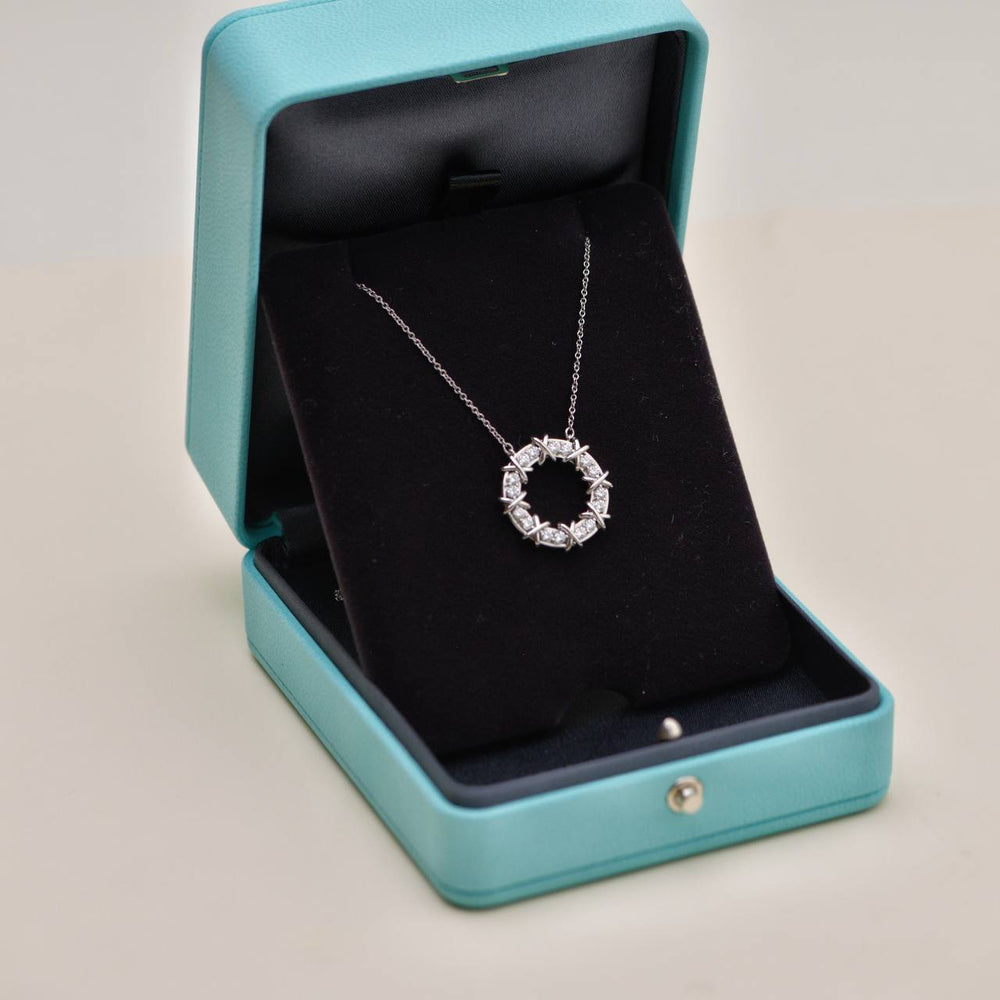 Authentic Preloved Tiffany & Co. Platinum Diamond Sixteen Stone Circle Pendant Necklace