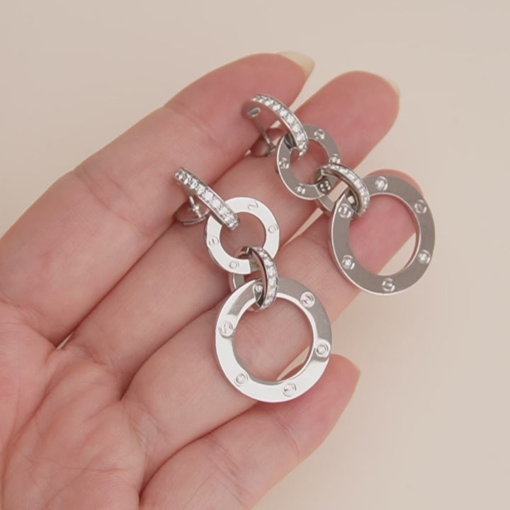 Preloved Cartier Love Diamond 18K White Gold Drop Earrings