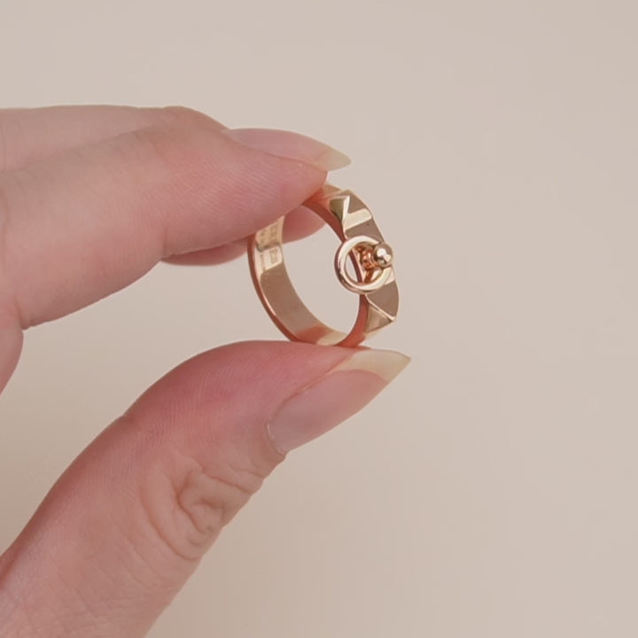 Preloved Hermès Collier de chien 18K Rose Gold Small Model Ring Size 53