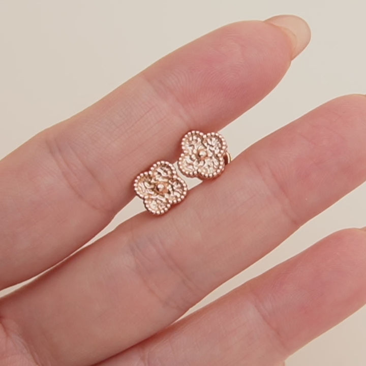 Second Hand Van Cleef & Arpels Sweet Alhambra Hammered 18k Rose Gold Earrings
