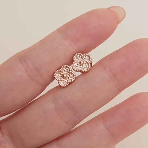 Second Hand Van Cleef & Arpels Sweet Alhambra Hammered 18k Rose Gold Earrings