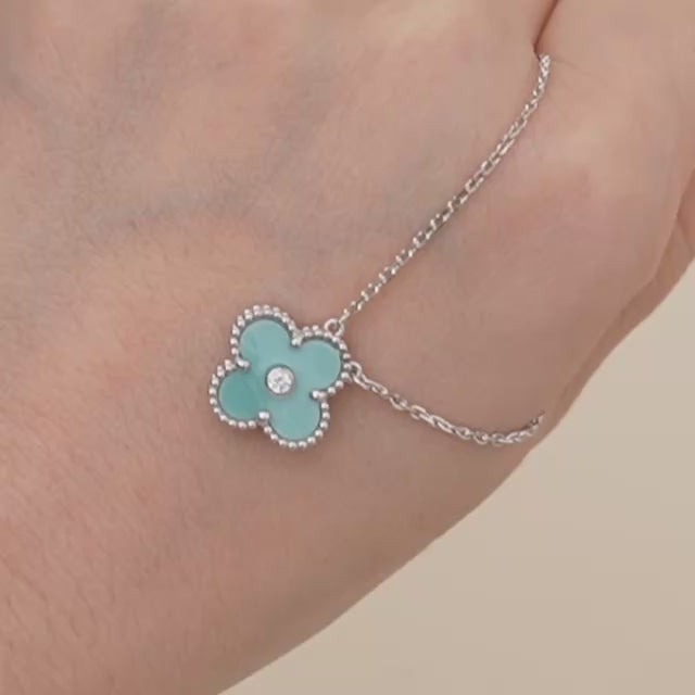 Authentic Van Cleef & Arpels Alhambra 2022 Holiday Pendant Celadon Sèvres Porcelain