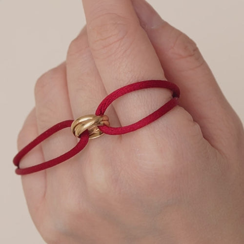 Second Hand Cartier Trinity 18K Rose Gold Red Silk Cord Bracelet