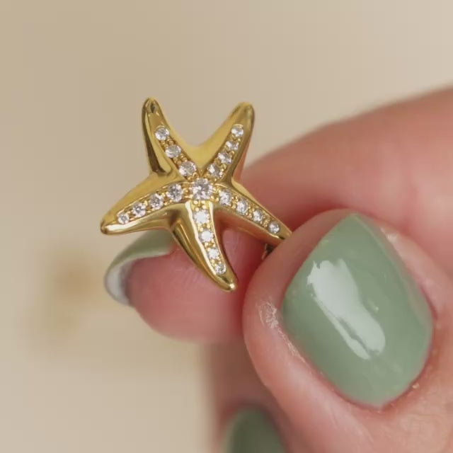 Second Hand Tiffany & Co. Elsa Peretti Diamond Starfish Pendant Necklace