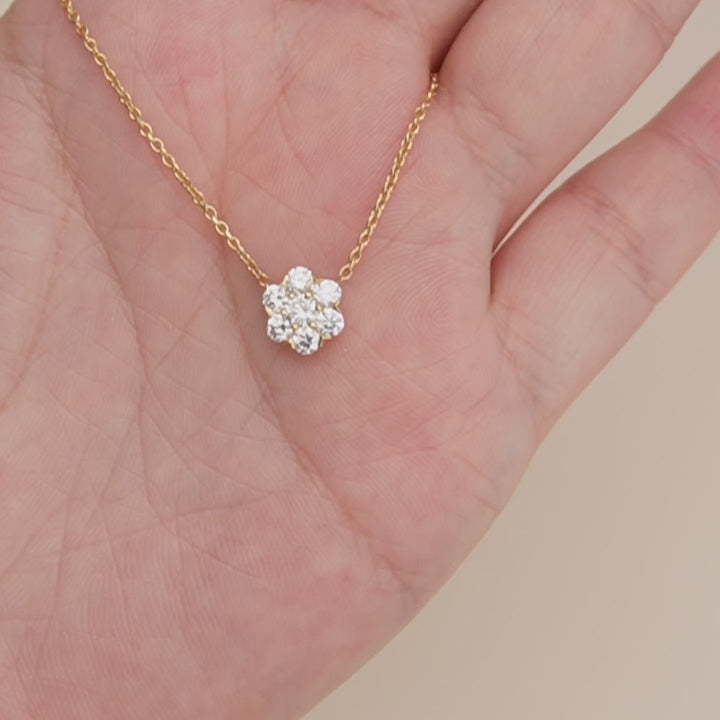 Preowned Van Cleef & Arpels Fleurette Diamond 18K Yellow Gold Necklace