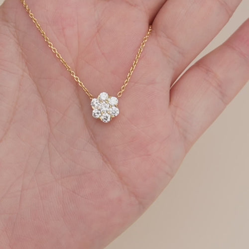 Preowned Van Cleef & Arpels Fleurette Diamond 18K Yellow Gold Necklace