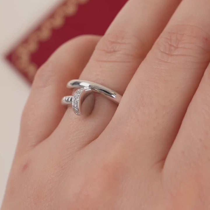 Second Hand Cartier Juste un Clou Diamond 18K White Gold Ring Size 51