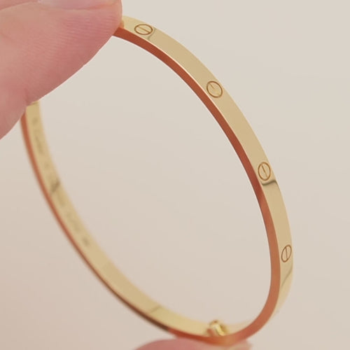 Authentic Second Hand Full Set Cartier Love Classic Model Bracelet Size 16 in 18K Yellow Gold