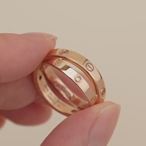 Preowned Authentic Cartier Love Double Ring Diamond Pink Sapphire 18K Rose Gold Size 54