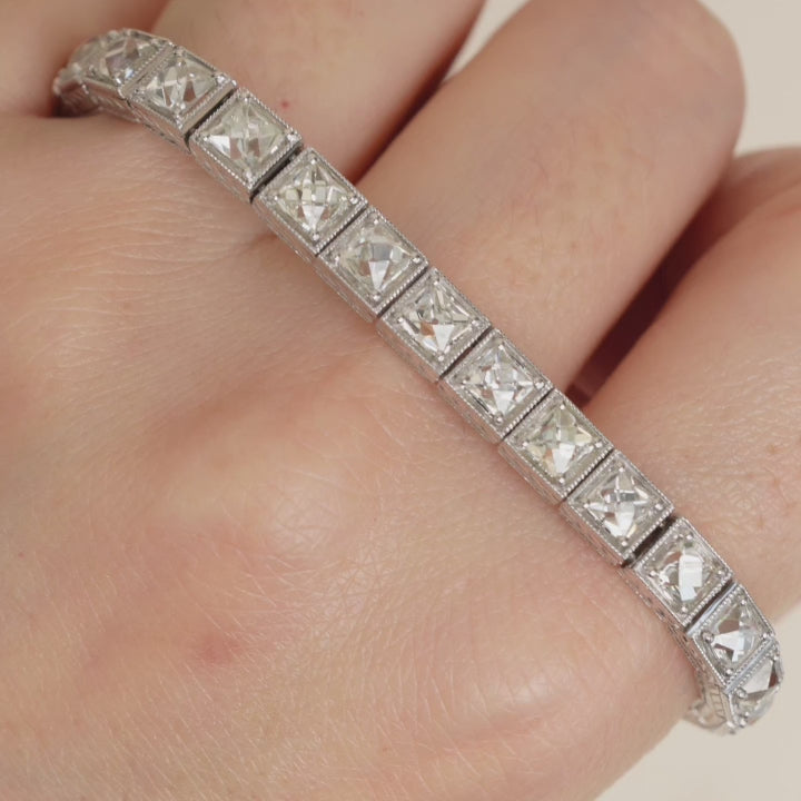 Preloved Art Deco Style Diamond and White Gold Line Bracelet