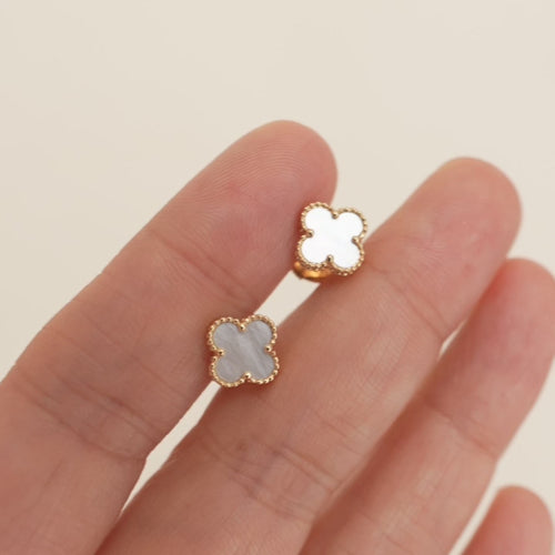 Preloved VCA Sweet Alhambra Mother of Pearl 18K Yellow Gold Earrings