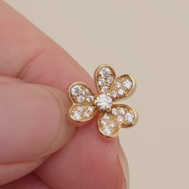 Preowned Authentic Van Cleef & Arpels Frivole Pavé Diamonds 18K Yellow Gold Pendant