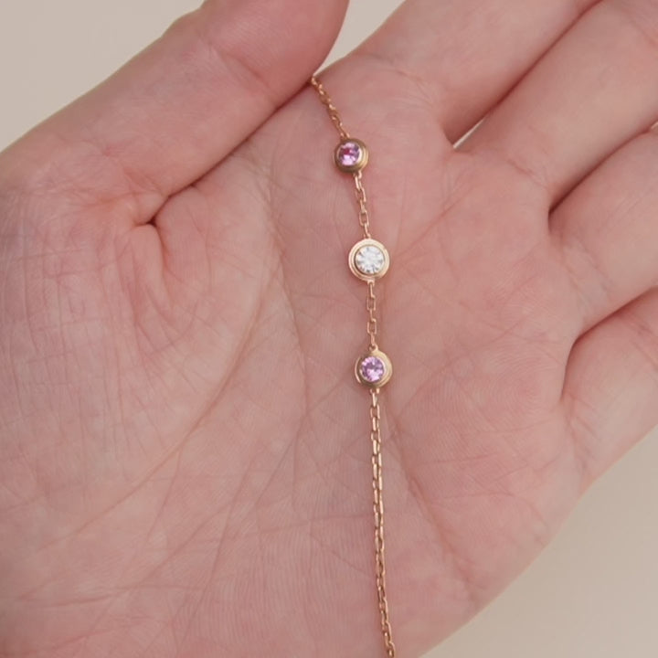 Preloved Cartier Légers Diamond Pink Sapphire 18K Rose Gold Bracelet