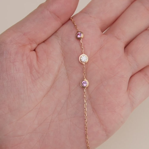 Preloved Cartier Légers Diamond Pink Sapphire 18K Rose Gold Bracelet