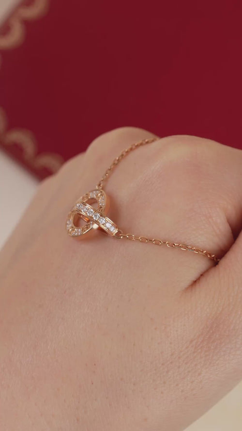 Preloved Cartier Love Necklace Pavé Diamond 18K Rose Gold