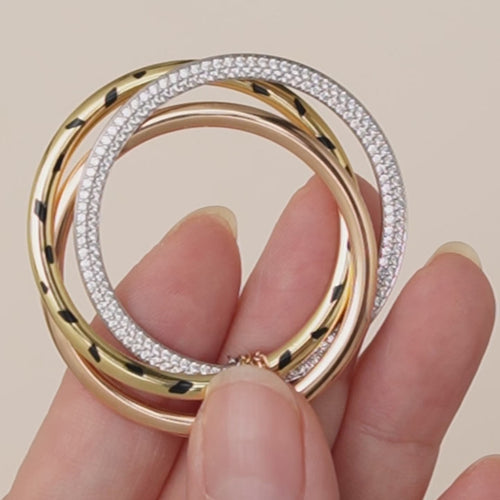 Second Hand Cartier Trinity Panthère Diamond 18K Tri Colour Gold Pendant Necklace