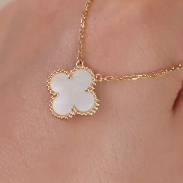 Second Hand Authentic Van Cleef & Arpels Vintage Alhambra Necklace Mother of Pearl 18K Yellow Gold