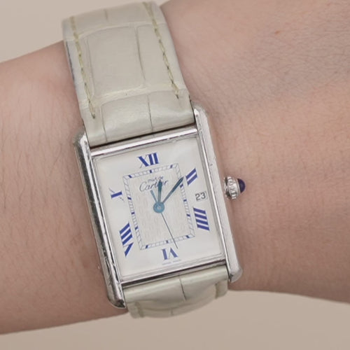 Authentic Second Hand Cartier Tank Must Silver Watch Large Model reference W1014154