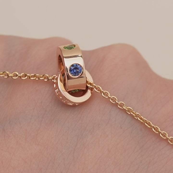 Preloved Authentic Bvlgari Roman Sorbet Pendant Necklace Sapphire Tsavorite 18K Rose Gold