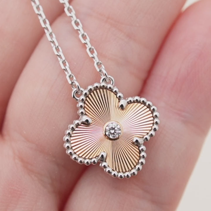 Van Cleef & Arpels 2024 Holiday Necklace Diamond Guilloché 18K Rose White Gold