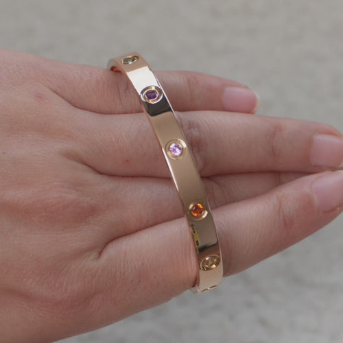 Cartier Love Bracelet 10 Multi Gemstone Rose Gold