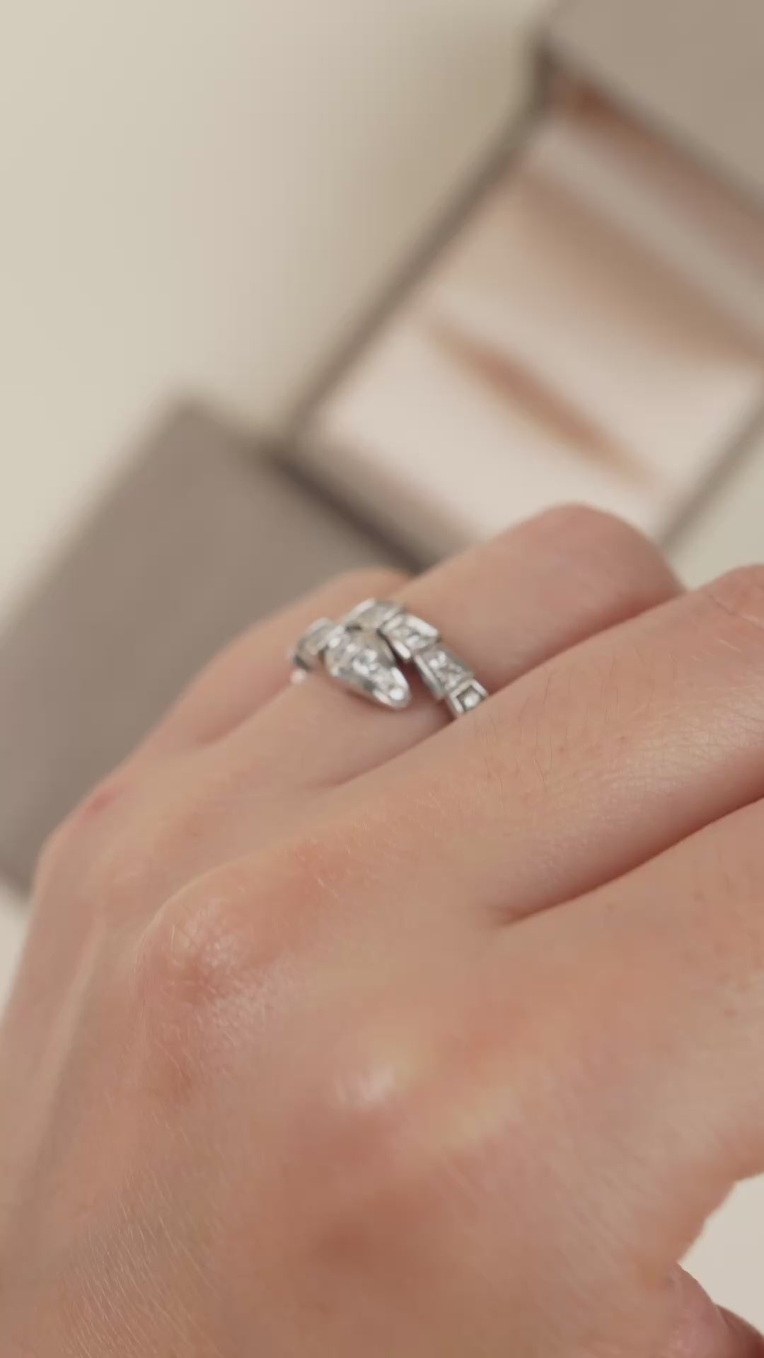 Second Hand Bvlgari Serpenti Viper Diamond 18K White Gold Ring Size M