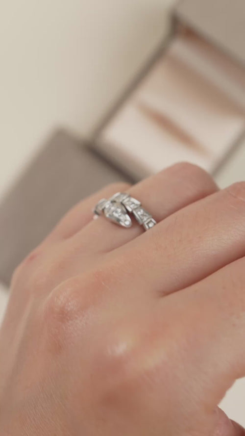Second Hand Bvlgari Serpenti Viper Diamond 18K White Gold Ring Size M