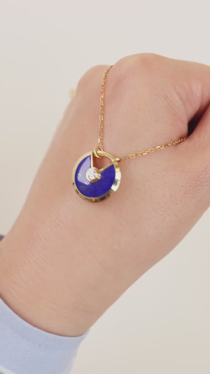 Cartier Amulette De Cartier Diamond Lapis Lazuli 18K Yellow Gold Necklace