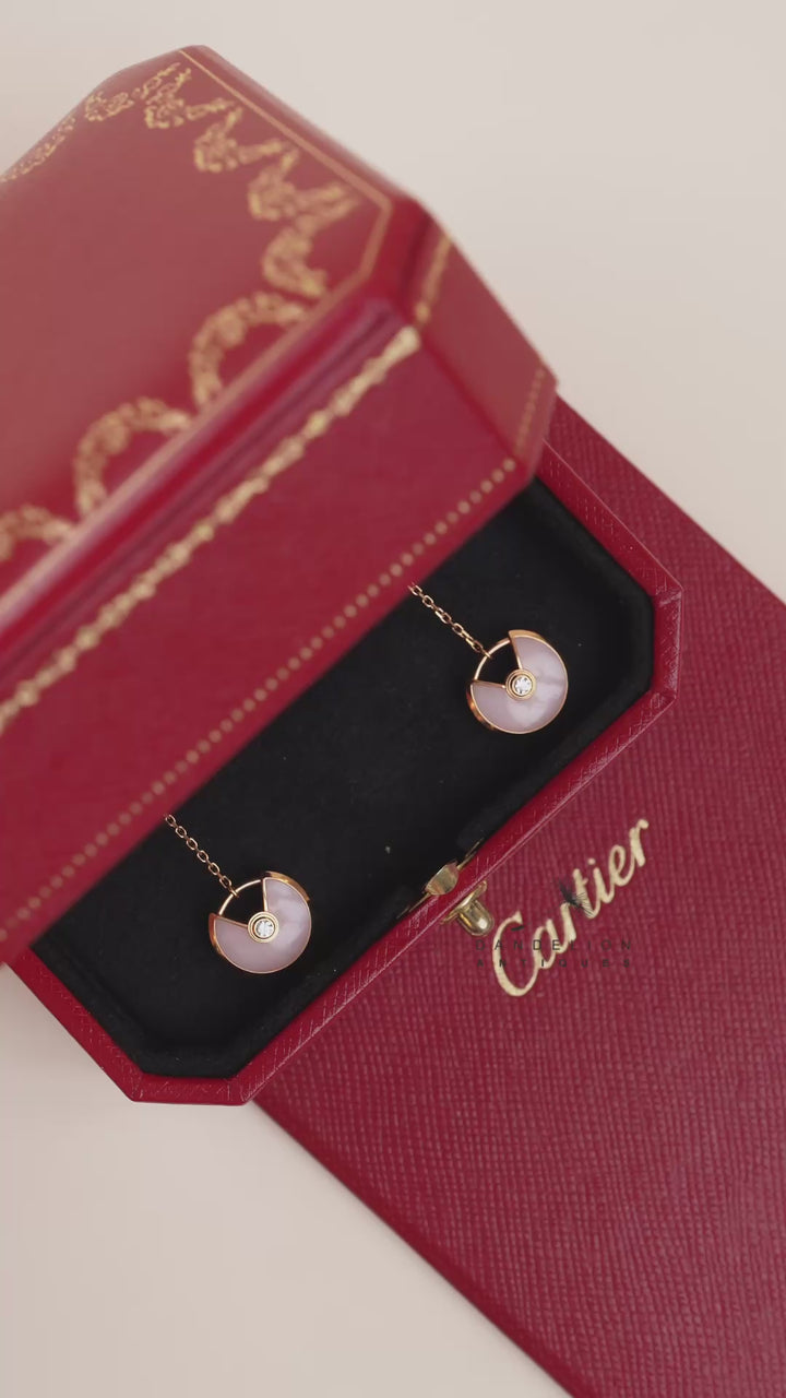 Cartier Amulette de Cartier Pink Opal Diamond 18K Rose Gold Pendent Earrings