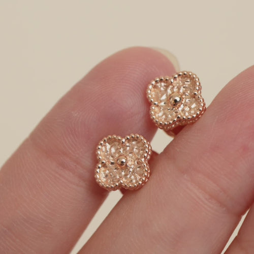 Preowned Van Cleef & Arpels Sweet Alhambra 18K Hammered Rose Gold Earrings