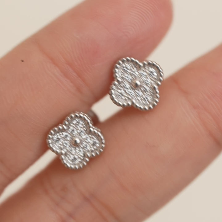 Second Hand Van Cleef & Arpels Sweet Alhambra Diamond 18K White Gold Earrings