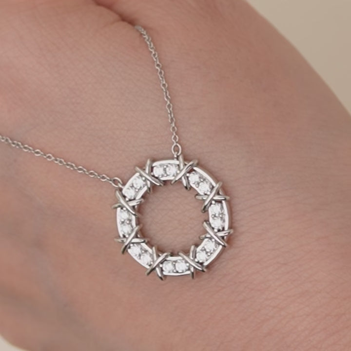 Preowned Authentic Tiffany & Co. Platinum Diamond Sixteen Stone Circle Pendant Necklace