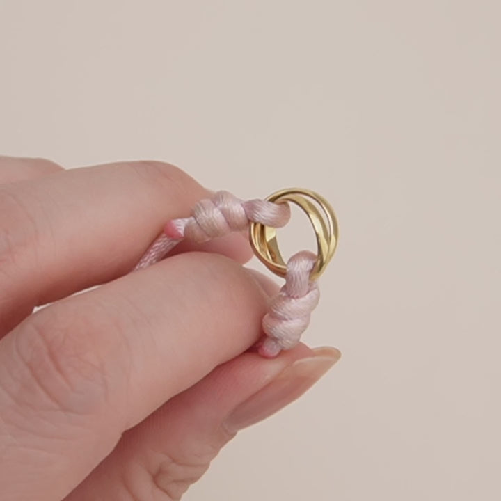 Cartier Trinity 18K Yellow Gold Pink Silk Cord Bracelet